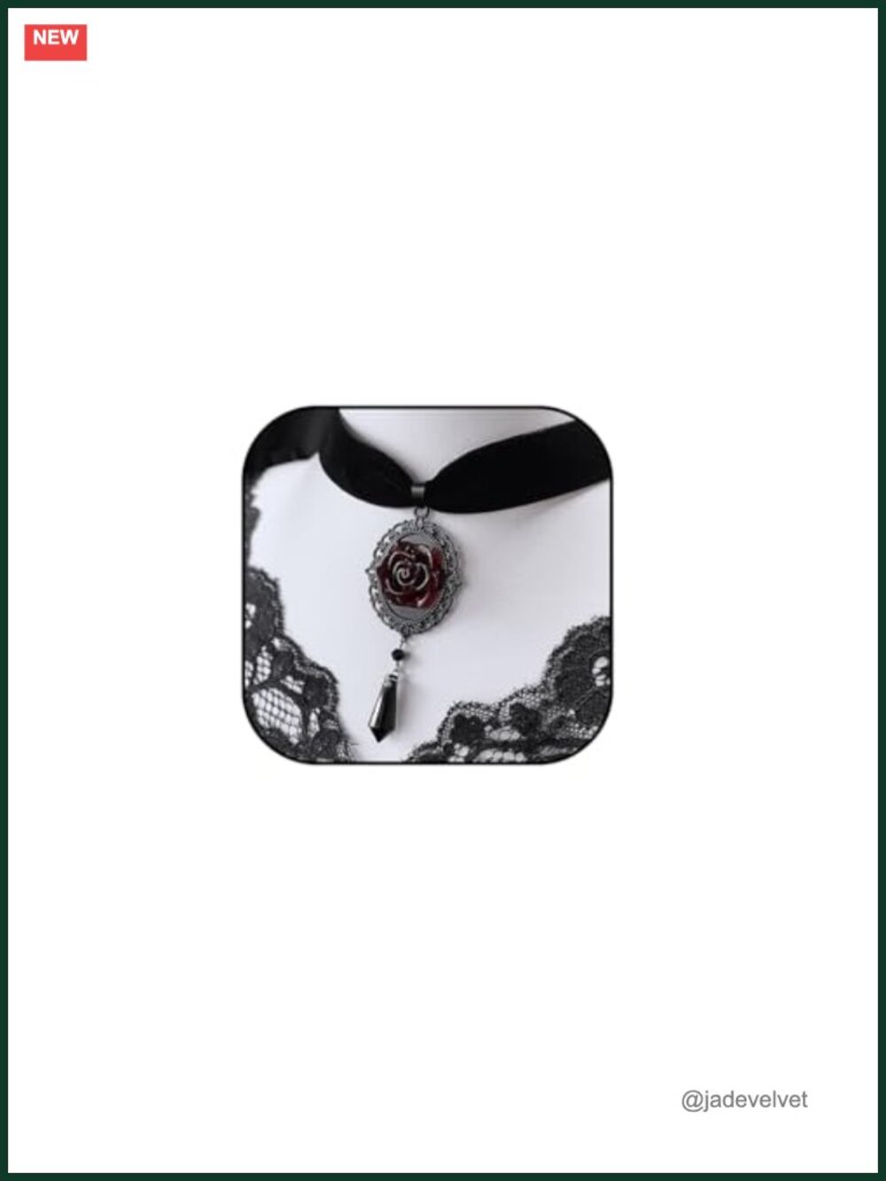 Gothic Rose Cameo Pendant Choker Velvet Necklace Vintage Crystal